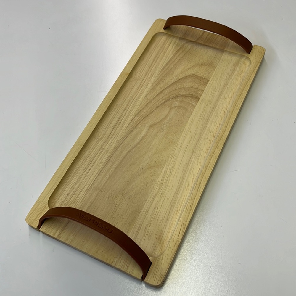 Nespresso Wood Serving Tray with Rubber Handles